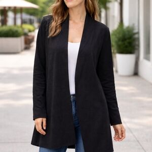 Women's Black Open Front Cardigan Sweater